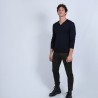 Pull col V en laine mérinos - Badyss 6640 marine - 05 bleu marine
