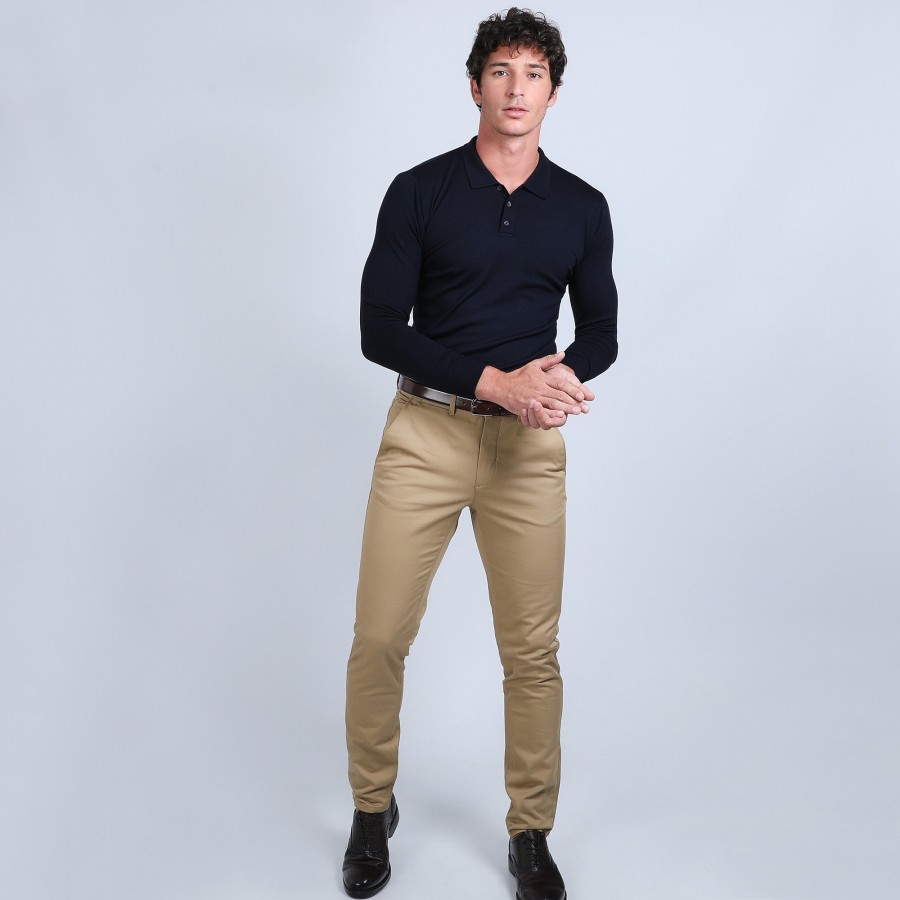Pull col polo en laine mérinos - Eni