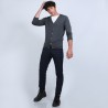 Gilet boutonné en laine mérinos - Brad 6611 gris anthracite - 10 gris foncé