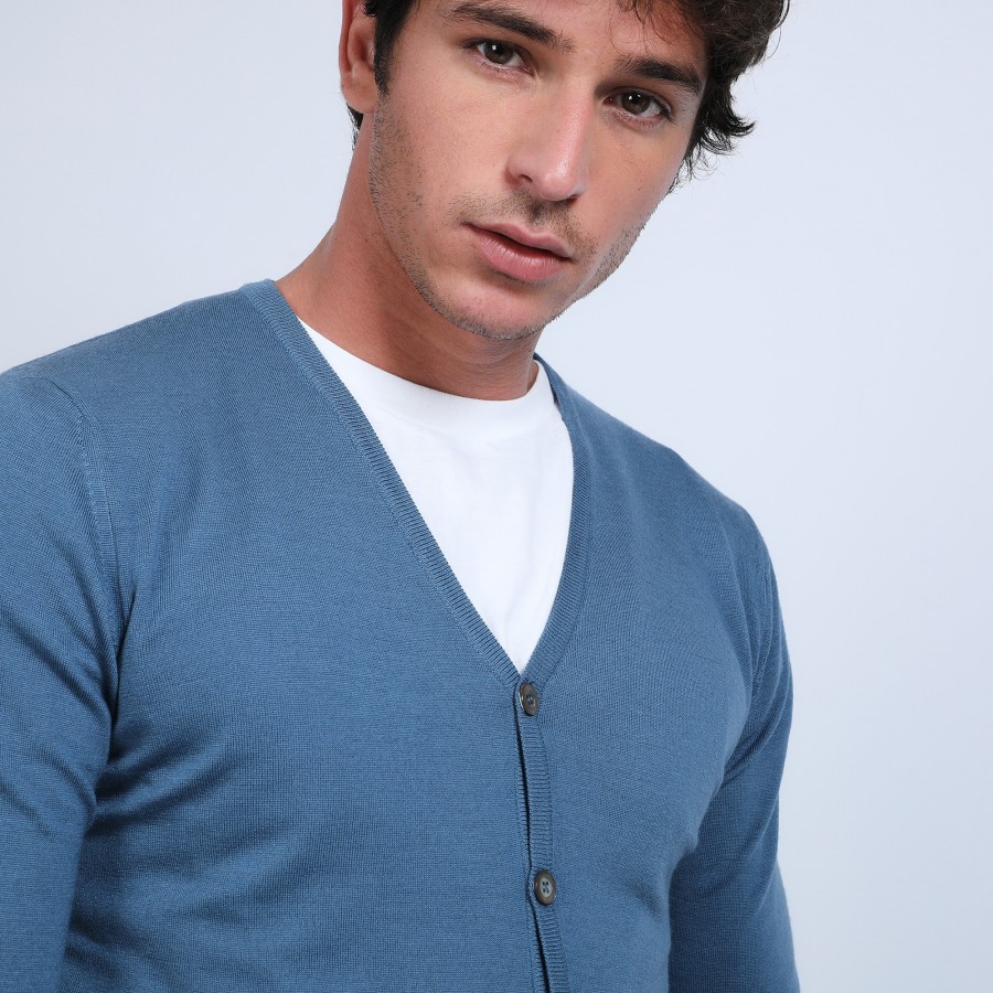 Gilet boutonné en laine mérinos - Etienne