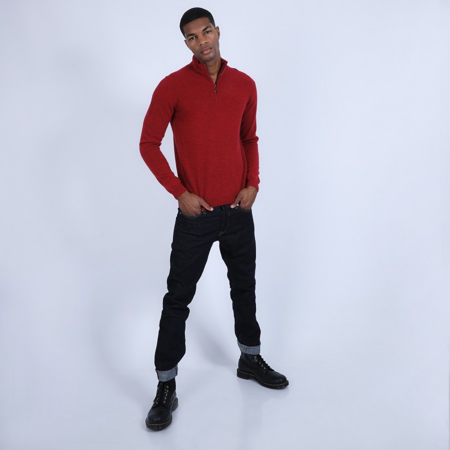 Pull col zippé en cachemire 2 fils - Emile