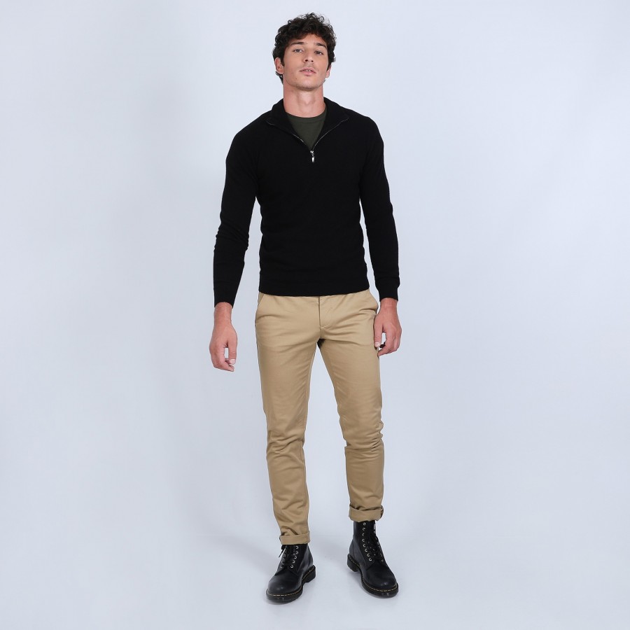 Pull col zippé en cachemire 2 fils - Emile