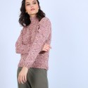 Pull col montant en laine chiné - Papyrus 6736 buvard - 25 Rose moyen