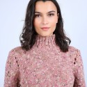 Pull col montant en laine chiné - Papyrus 6736 buvard - 25 Rose moyen