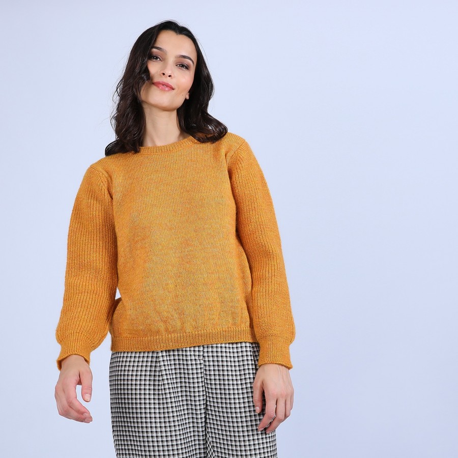 Pull col rond en mohair - Perla 6660 cannelle - 89 Moutarde