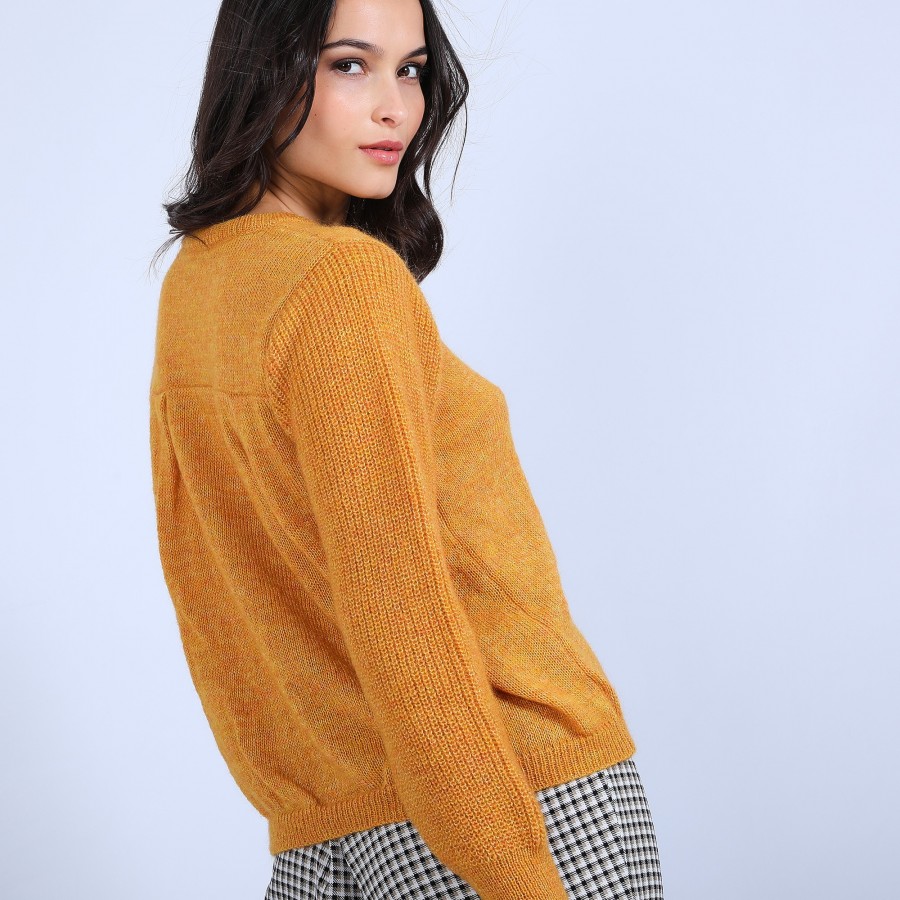 Pull col rond en mohair - Perla 6660 cannelle - 89 Moutarde
