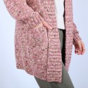 Long gilet en laine chiné - Précieux 6736 buvard - 25 Rose moyen