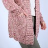 Long gilet en laine chiné - Précieux 6736 buvard - 25 Rose moyen