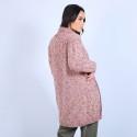 Long gilet en laine chiné - Précieux 6736 buvard - 25 Rose moyen
