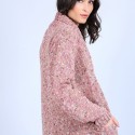 Long gilet en laine chiné - Précieux 6736 buvard - 25 Rose moyen