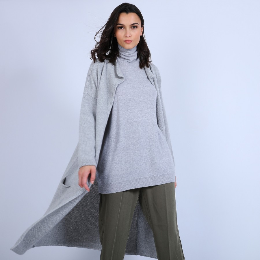 Manteau avec poches en laine & alpaga - Sydney 6612 gris clair - 11 Gris clair