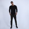 Pull col rond en laine et soie - Barsam 6610 noir - 01 Noir
