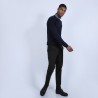 Pull col rond en laine et soie - Barsam 6640 marine - 05 Bleu marine
