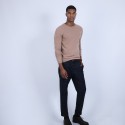 Pull col rond en cachemire - Benoit 6630  - 88 Camel