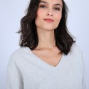 Pull col V en cachemire - Olga 6612 GRIS CLAIR - 11 gris clair
