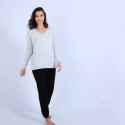 Pull col V en cachemire - Olga 6612 GRIS CLAIR - 11 gris clair
