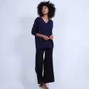 Pull col V en cachemire - Olga 6646 indigo - 75 bleu nuit