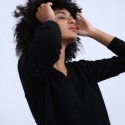 Pull col V en cachemire - Olga 6610 noir - 01 noir