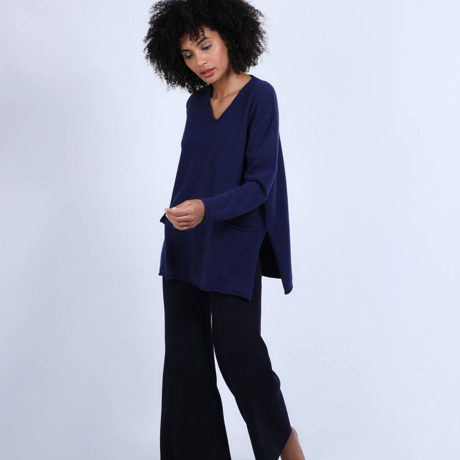 Pull ample col V en cachemire  - Olyvia