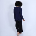 Pull en cachemire ample col V - Olyvia 6646 indigo - 75 Bleu nuit