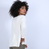 Pull col rond boutons arrière - Becky 6601 ecru - 82 Ecru