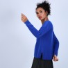 Pull col rond boutons arrière - Becky 6645 bleu dur - 48 Bleu roi