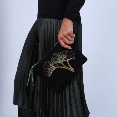 Pochette en soie & laine cachemire - Poudre