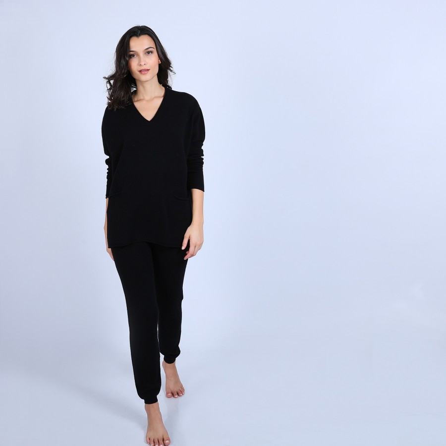 Pull ample col V en cachemire  - Olyvia