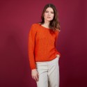 Pull col rond en soie coton et laine - Benji 6883 flamine - 15 Orange