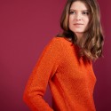 Pull col rond en soie coton et laine - Benji 6883 flamine - 15 Orange