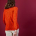 Pull col rond en soie coton et laine - Benji 6883 flamine - 15 Orange