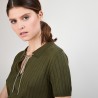 Pull col polo soie naturelle - Alya 6851 maquis - 83 Kaki