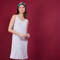 Robe longue en lin flammé - Bardot 6800 blanc - 02 Blanc