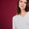 Pull col V en soie coton et laine - Blovis 6800 blanc - 82 Ecru