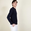 Pull col polo en laine et soie - Bartev 6840 MARINE - 05 Bleu marine