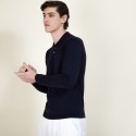 Pull col polo en laine et soie - Bartev 6840 MARINE - 05 Bleu marine