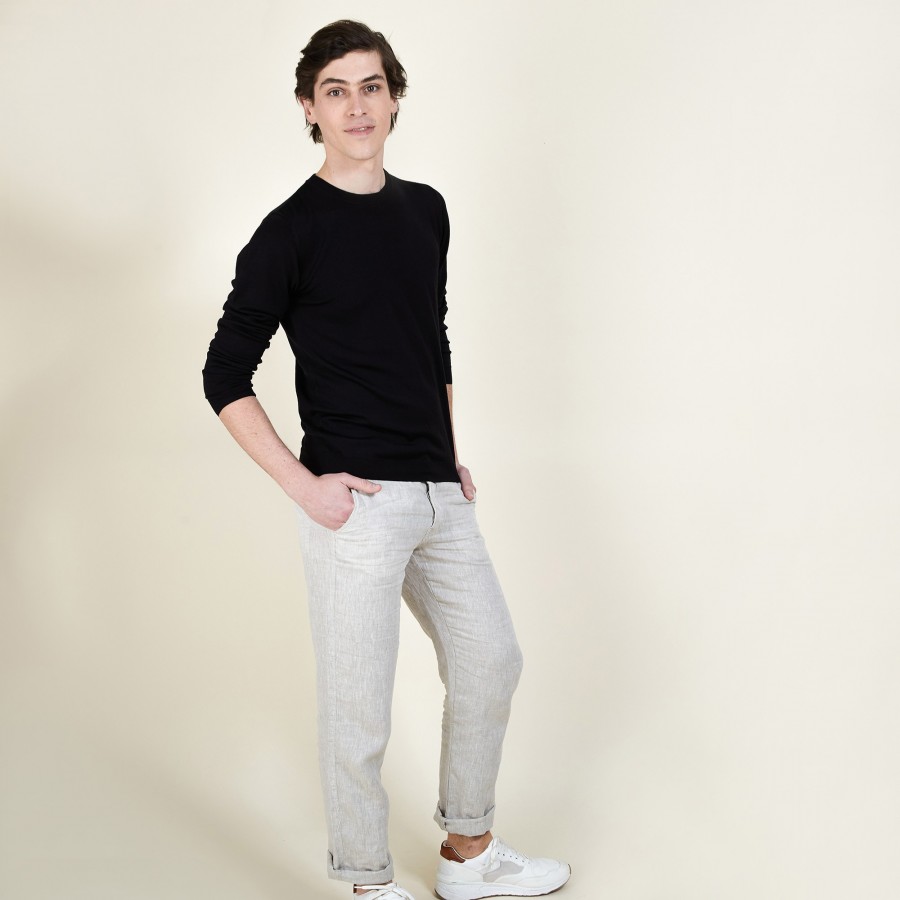 Pull col rond en laine et soie - Barsam
