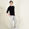 Pull col rond en laine et soie - Barsam 6810 noir - 01 Noir