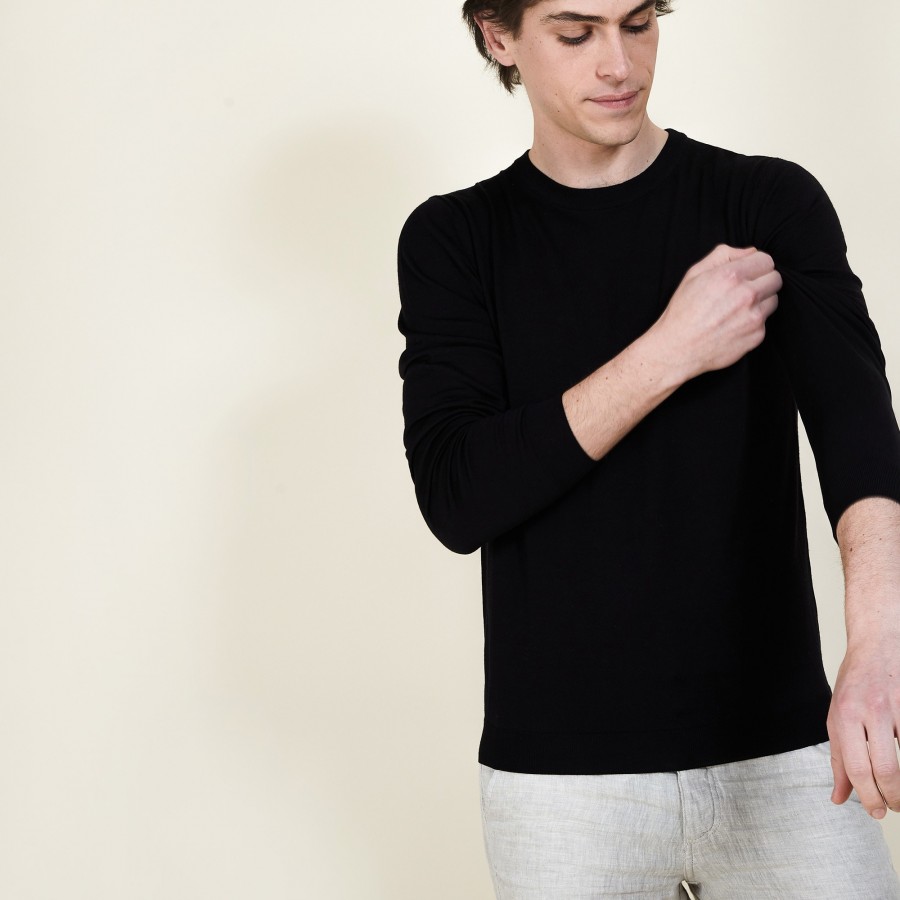 Pull col rond en laine et soie - Barsam