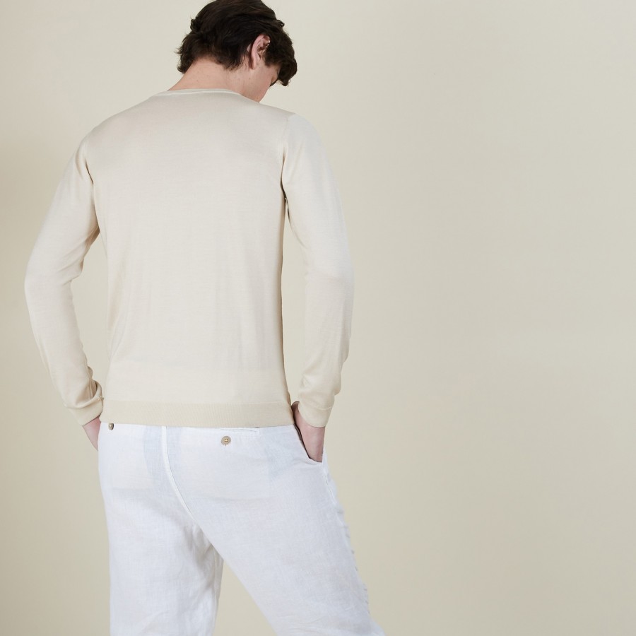 Pull col rond en laine et soie - Barsam