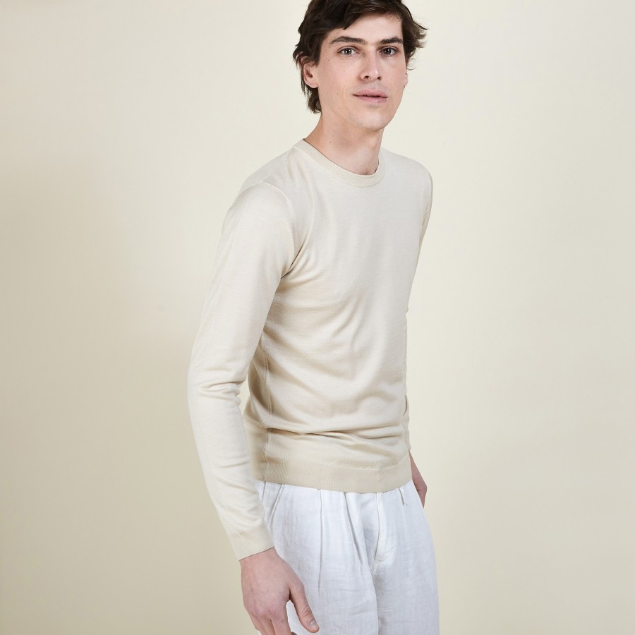 Pull col rond en laine et soie - Barsam