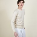 Pull col rond en laine et soie - Barsam 6801 beige - 12 Beige clair