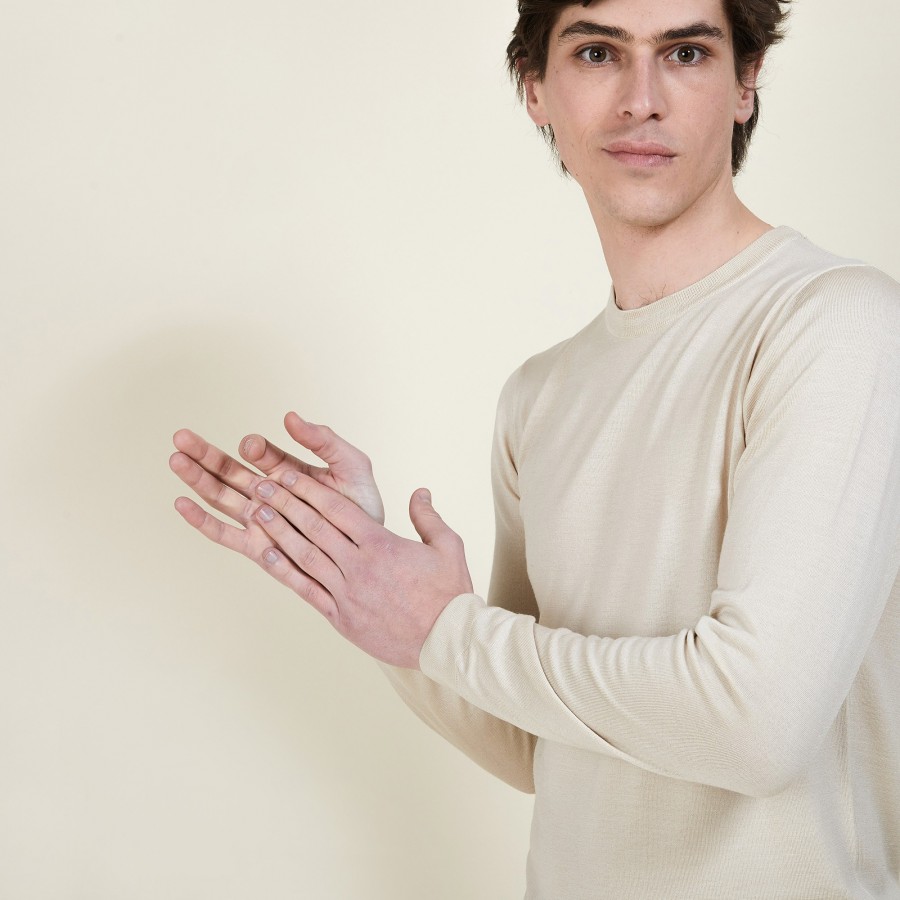 Pull col rond en laine et soie - Barsam