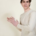 Pull col rond en laine et soie - Barsam 6801 beige - 12 Beige clair