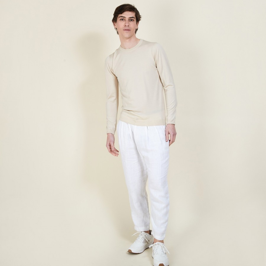 Pull col rond en laine et soie - Barsam