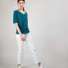 T-shirt en lin manches coudes - Bonbon 6850 meleze - 21 Vert foncé