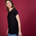 Long T-shirt en lin flammé - Coline 6810 noir - 01 Noir
