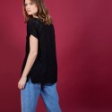 Long T-shirt en lin flammé - Coline 6810 noir - 01 Noir
