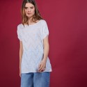 Long T-shirt en lin flammé - Coline 6800 blanc - 02 Blanc