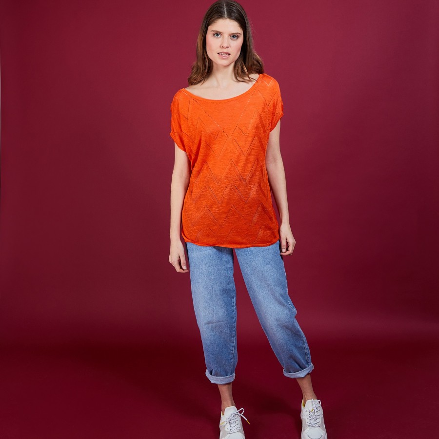 Long T-shirt en lin flammé - Colinna